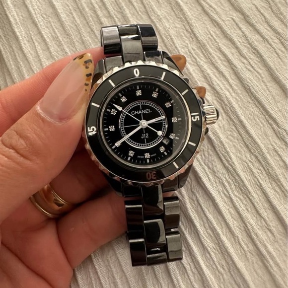 CHANEL J12 Stainless Steel Ceramic Diamond Watch - Picture 1 of 6